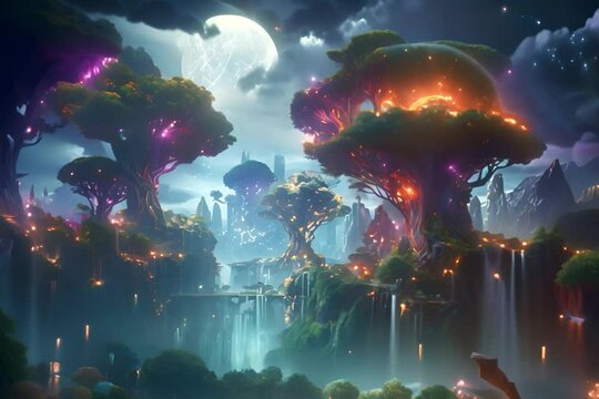 lush, colorful trees defy gravity