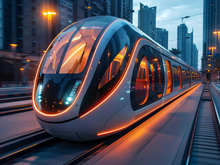Revolutionizing public transport reducing carbon footprint with efficient mass transit - obrazy, fototapety, plakaty