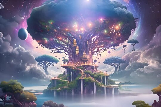 lush, colorful trees defy gravity