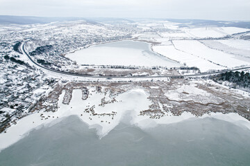 Winter landscape view from above