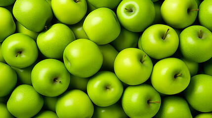Fresh green apples background. Many green apples representing of healthy fruit. Healthy diet