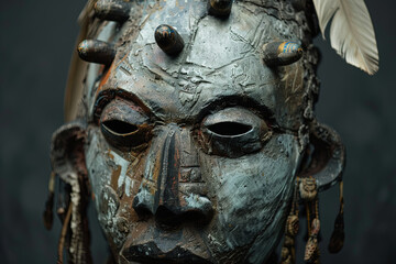 A mask sculpture by an indigenous people artist
