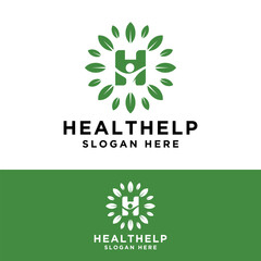 letter h concept nature help health care logo design vector illustration