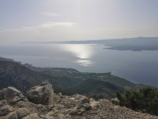 View from Vidova Gora to the adriatic sea and the island Hvar