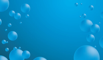 3D bubbles are floating on a blue background like a bubble rising to the surface of the water.