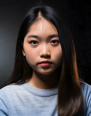 Fototapeta premium Close up Portrait of Asia young girl beautiful and looking at camera isolated.