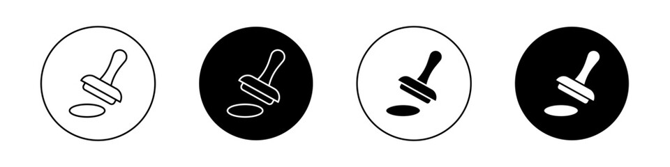 Rubber Stamp Icon Set. Approval Seal Authority Vector Symbol in a Black Filled and Outlined Style. Certified and Secure Sign.