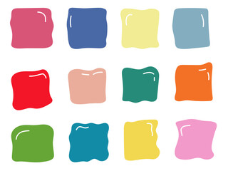 set of colorful text boxes with hand-drawn frames