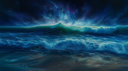 Fototapeta na wymiar The painted watercolors will look like ocean waves.