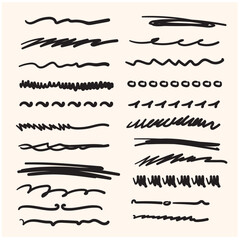 Handmade Collection Set of Underline Strokes in Marker Brush with Illustration style doodle and line art