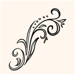 Old cute romantic book ribbon bow swirly swoosh tag with illustration style doodle and line art