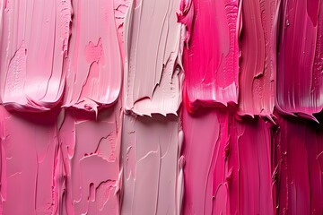 Assorted pink paint strokes creating a vibrant and artistic display. Concept Paint strokes, Pink, Vibrant, Artistic display, Assorted