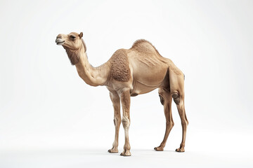 front view camel standing isolated on white background