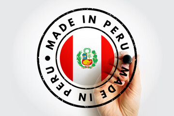 Made in Peru text emblem stamp, concept background