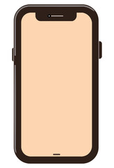 Image of a cell phone with an empty screen. Designer mockup of a cell phone with an empty screen for various uses