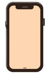 Image of a cell phone with an empty screen. Designer mockup of a cell phone with an empty screen for various uses