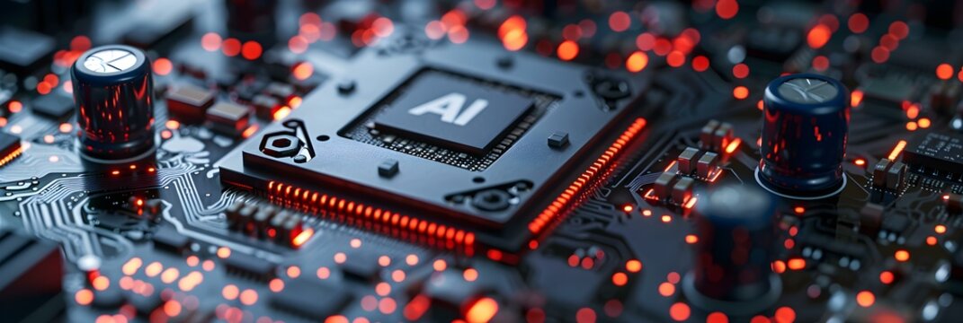 The AI text on the chip. Concept Technology, AI, Microchips, Artificial Intelligence, Future Technologies