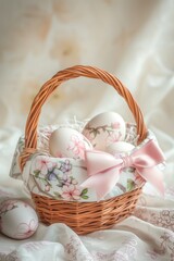 Basket with easter eggs
