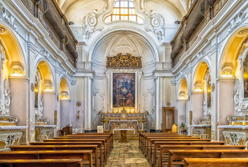 Fototapeta na wymiar interior of the San Giacomo church (St. James Church) , 12th century, historic centre of Bari, Puglia region (Apulia), southern Italy,September 18, 2022