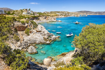 Beautiful bay at Lakki , Karpathos, Greek Islands - obrazy, fototapety, plakaty