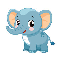 Vector of illustration Cartoon cute Elephant on white
