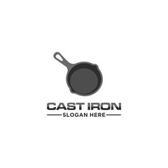Skillet Cast Iron for traditional food dish cuisine classic restaurant kitchen logo design