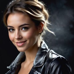 The smile of a young, beautiful woman looking straight ahead and smiling charmingly