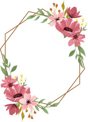 floral frame with maroon wildflower bouquet