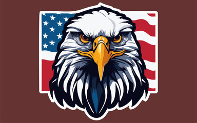 American flag eagle illustration, eagle with USA flag, Fourth of july, independence day Usa