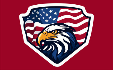 American flag eagle illustration, eagle with USA flag, Fourth of july, independence day Usa