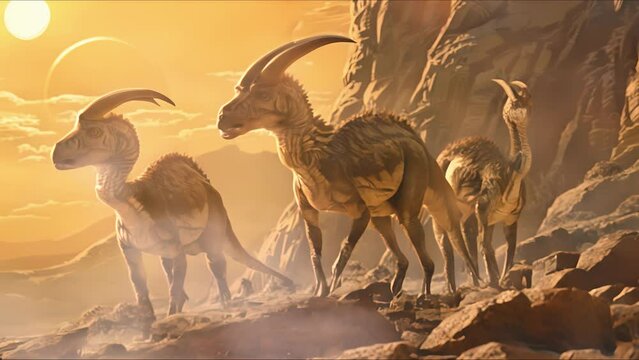 AI-generated dinosaurs in a prehistoric landscape. Perfect for educational materials, scientific publications, and digital art. The concept of time when dinosaurs ruled the Earth.