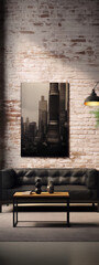 Black and white cityscape photography of a modern city with skyscrapers printed on canvas and...