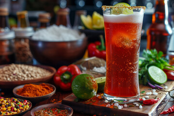 Michelada Delight with Beer and Lime Juice