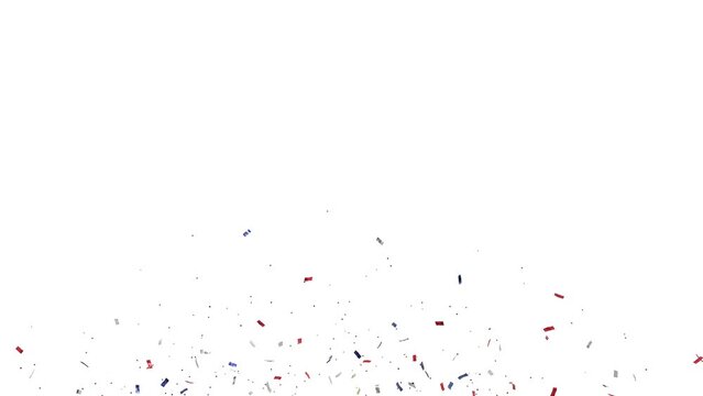explosion de confettis de fête bleu blanc rouge - canal alpha séparé - 4k 60FPS - rendu 3D