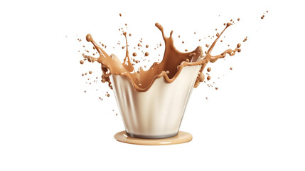 Milk and coffee splash on the transparent background