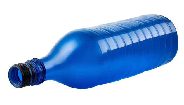 Blue plastic bottle isolated on transparent background.