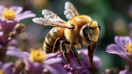 Wandcirkels plexiglas bee on a flower © AI STOCK