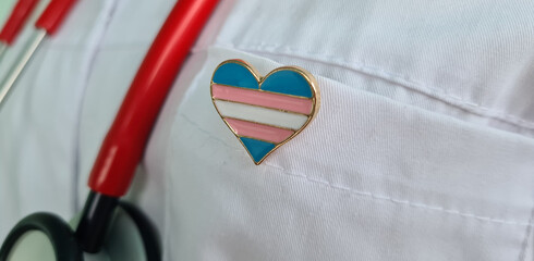 Transgender LGBT symbol stethoscope with rainbow icon for rights and gender equality