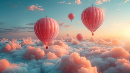 Obraz premium Concept launch balloons taking off towards a future filled with innovation