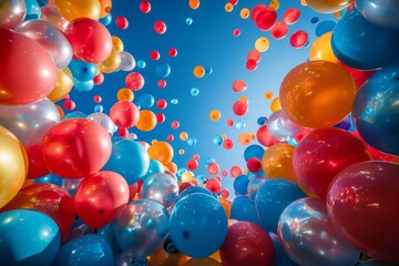 Multicolor balloon celebration soaring high embodying vibrant success