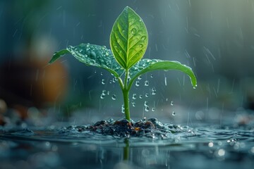 Minimalist take on financial growth a single large bud watered by a figure symbolizing smart investment