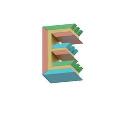 Colorful Geometry 3D Alphabet PNG Letters