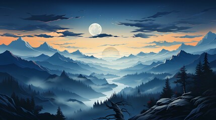Wallpaper or background of relaxing landscapes at night