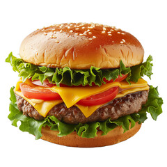 Double cheeseburger, Burger isolated on transparent background. Png transparent