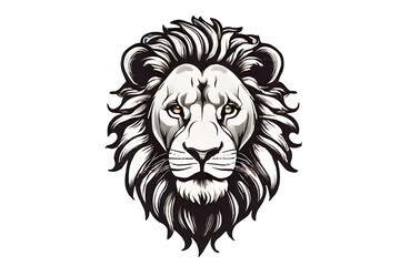 Obraz premium Proud lion king logo. Line art of lion face on white background. Lion king shield logo vector design. Perfect for zoo logo