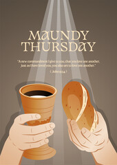 Maundy Thursday, Good or Holy Thursday color vector illustration