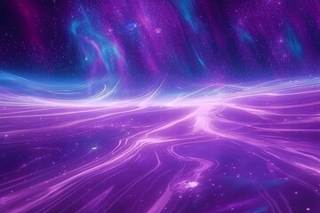 Fototapeta na wymiar Mesmerizing Cosmic Landscape with Swirling Neon Colors and Stars