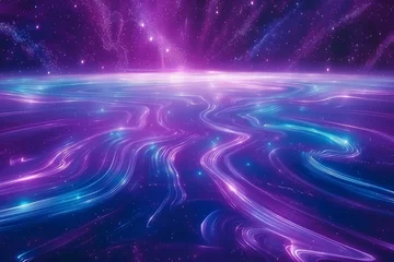 Photo sur Plexiglas Tailler Surreal Cosmic Background with Swirling Nebula Patterns and Stars, Abstract Galaxy Art in Vivid Purple and Blue Tones