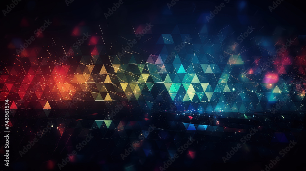 Poster Abstract background with structure of neon triangles and technology style.