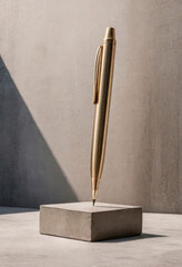 Monument statue of a fountain pen, the work of a journalist or writer, minimalist style